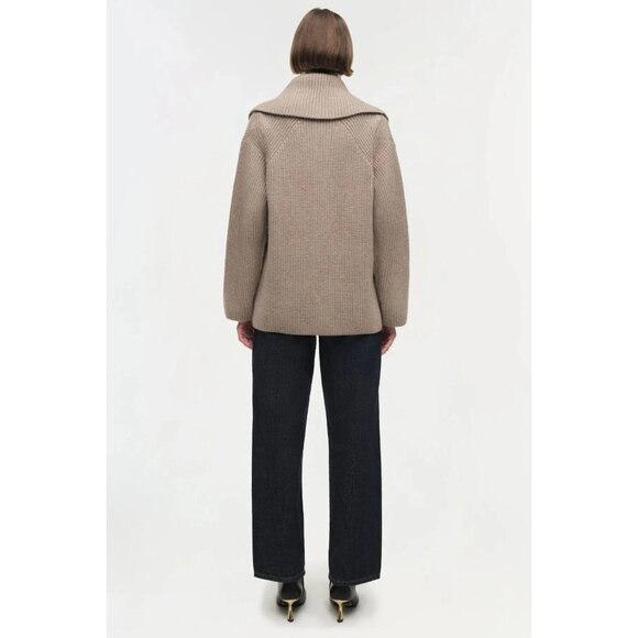 SIMKHAI Hollie Cardigan in Oat X-Small New Womens Knit Wool Sweater - Picture 14 of 16